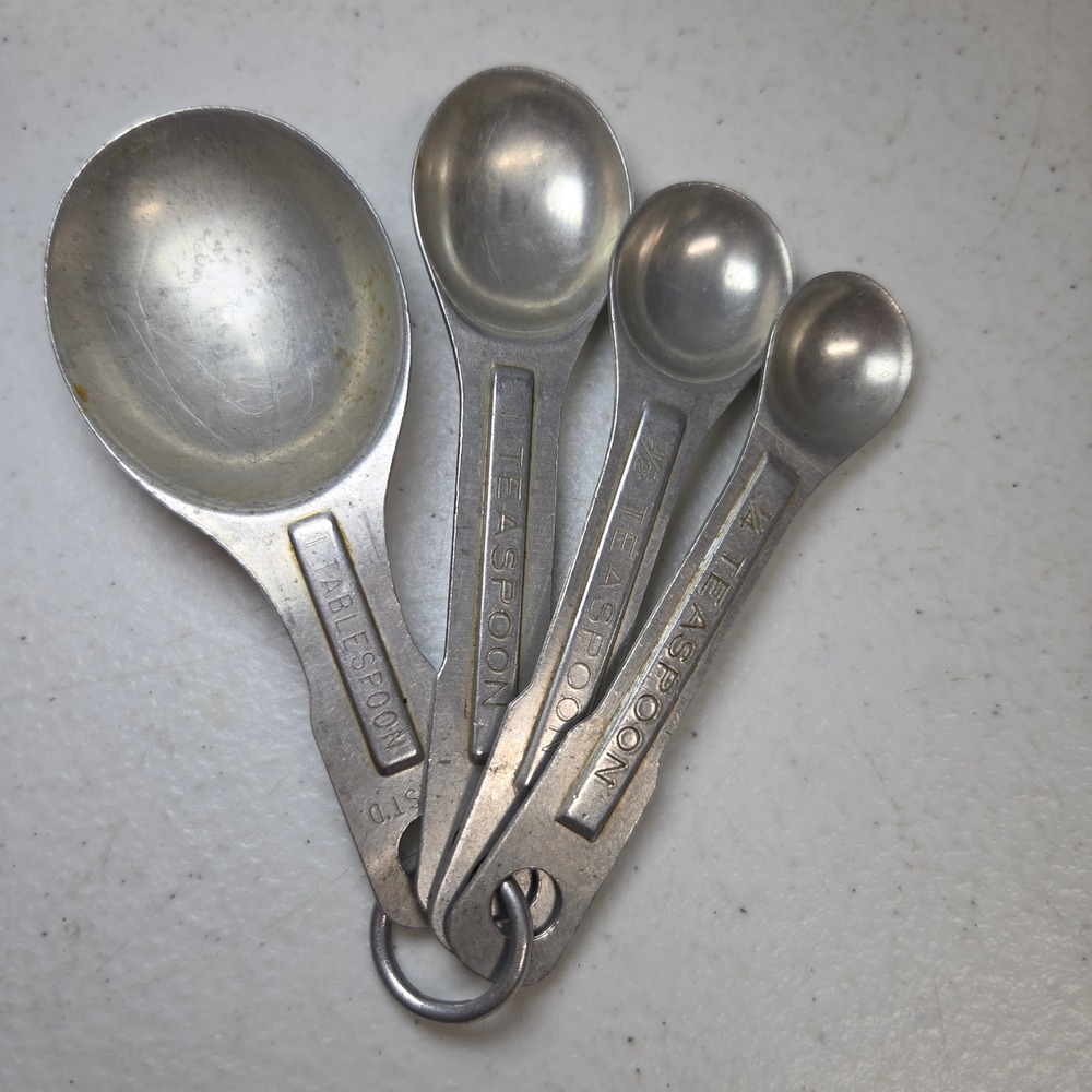 Vintage Aluminum Measuring Spoons Set 4 Piece Kitchen Tools